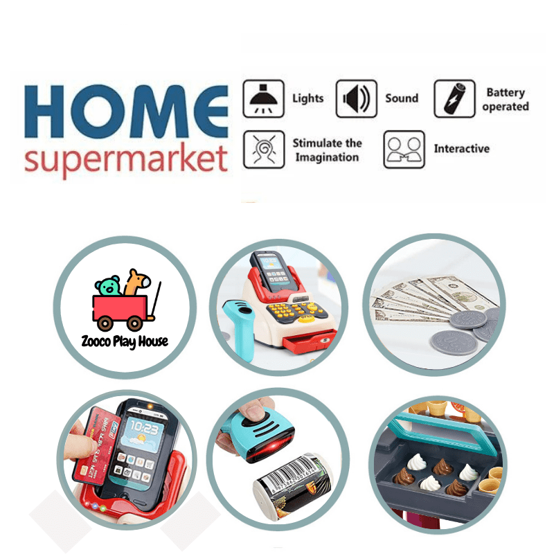 Supermercado Con Caja Registradora y 55 Accesorios - Morado